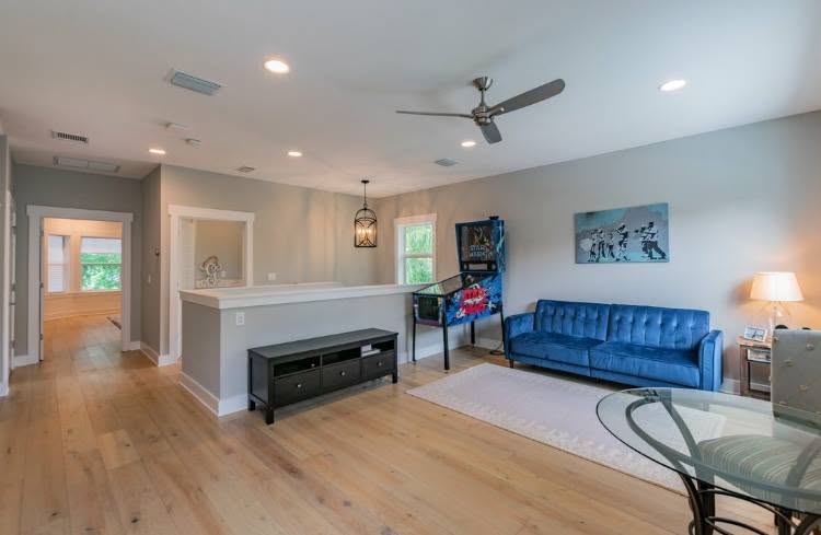 Living room with hardwood flooring