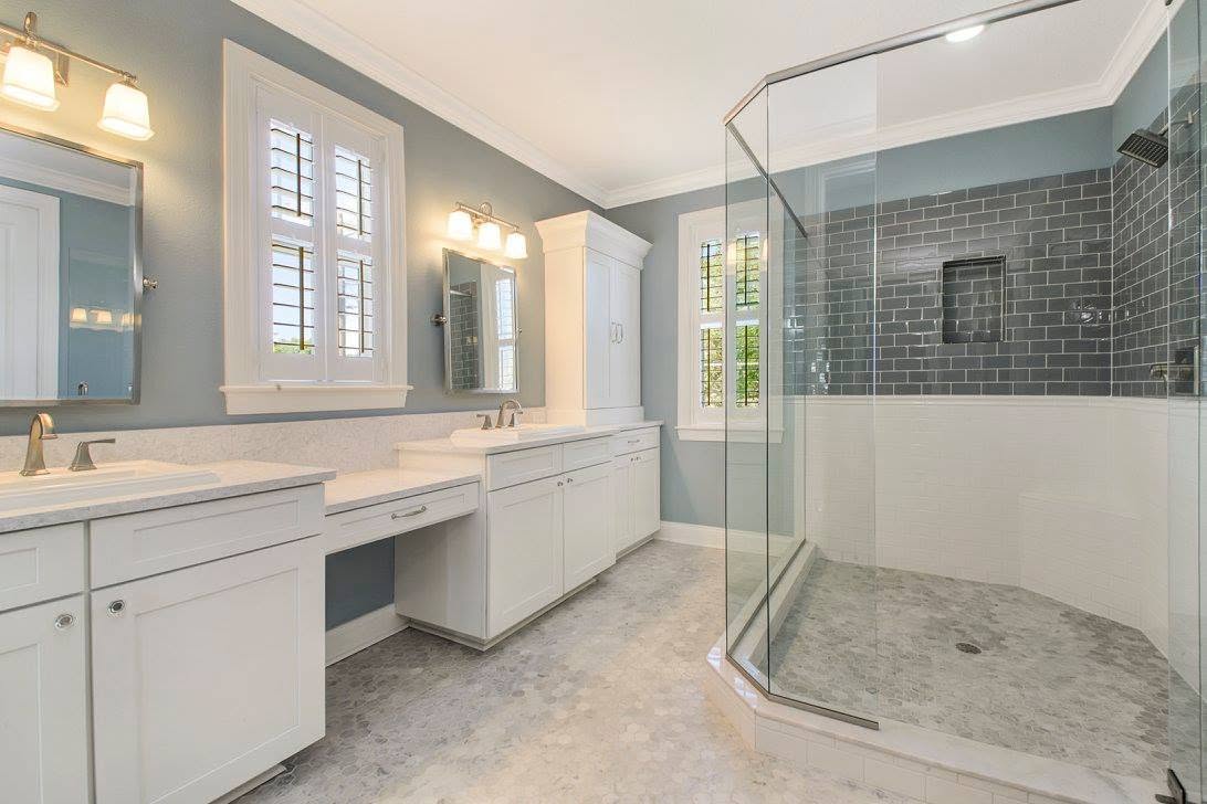 Custom tile flooring with a bathroom remodel