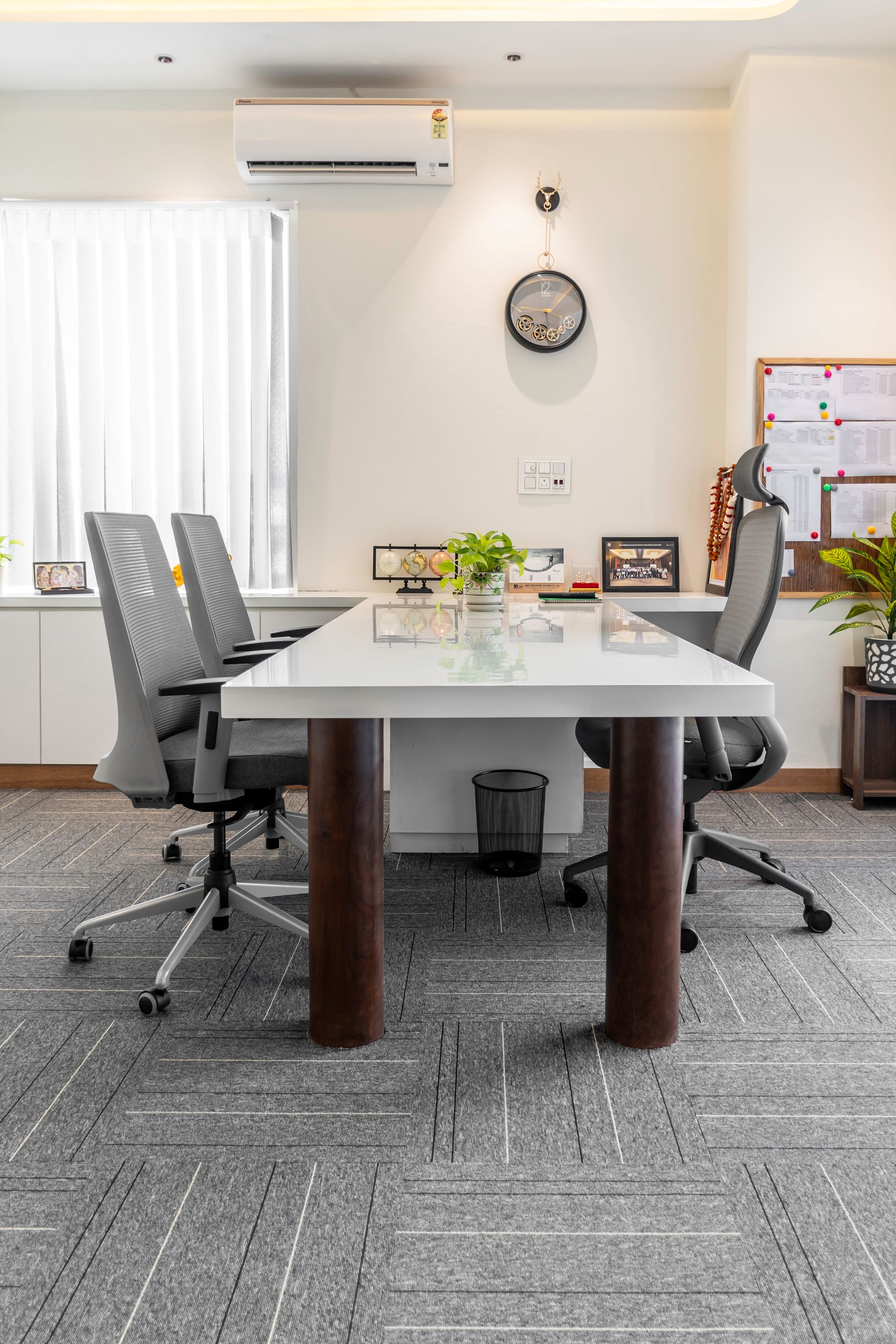 office with gray carpet tile flooring